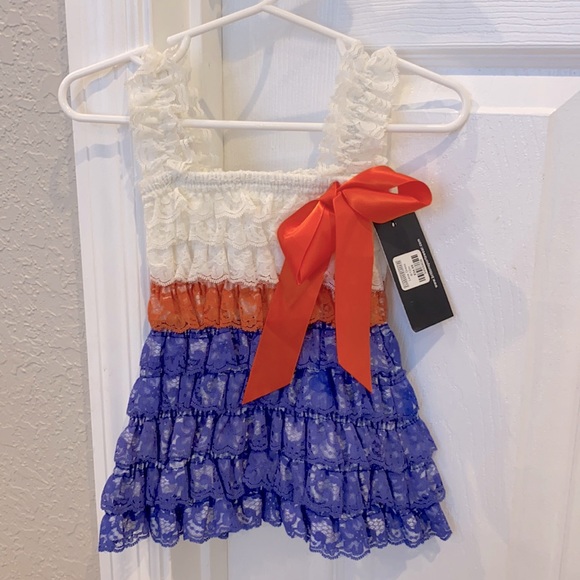 Orange and blue infant dress; 6-12months - Picture 1 of 4